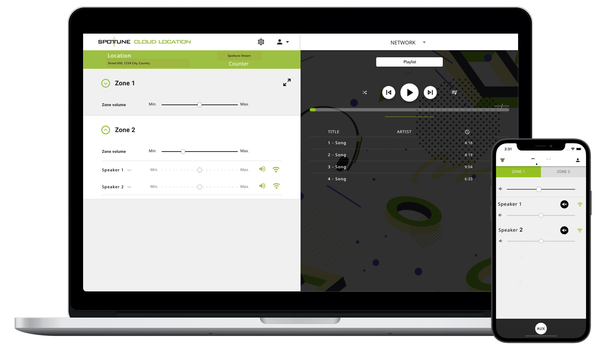 Spottune Unique Enterprise cloud-based control system