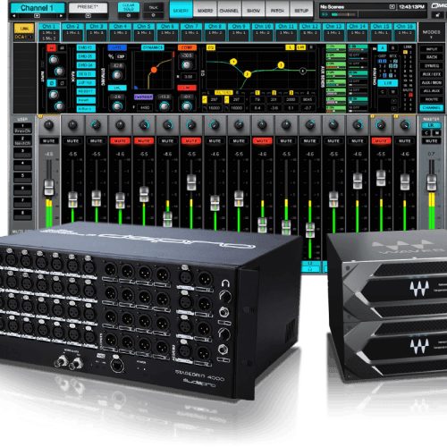 eMotion LV1 + Extreme Server-C + 32-Preamp Stagebox + Axis Scope