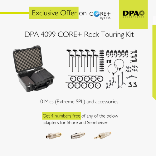 DPA CORE+ 4099 Rock Touring Kit - 10 Mics (Extreme SPL) and accessories